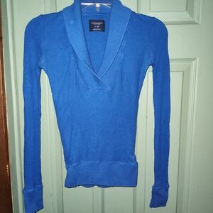 American Eagle Outfitters Vibrant Blue Cowl Neck Sweater